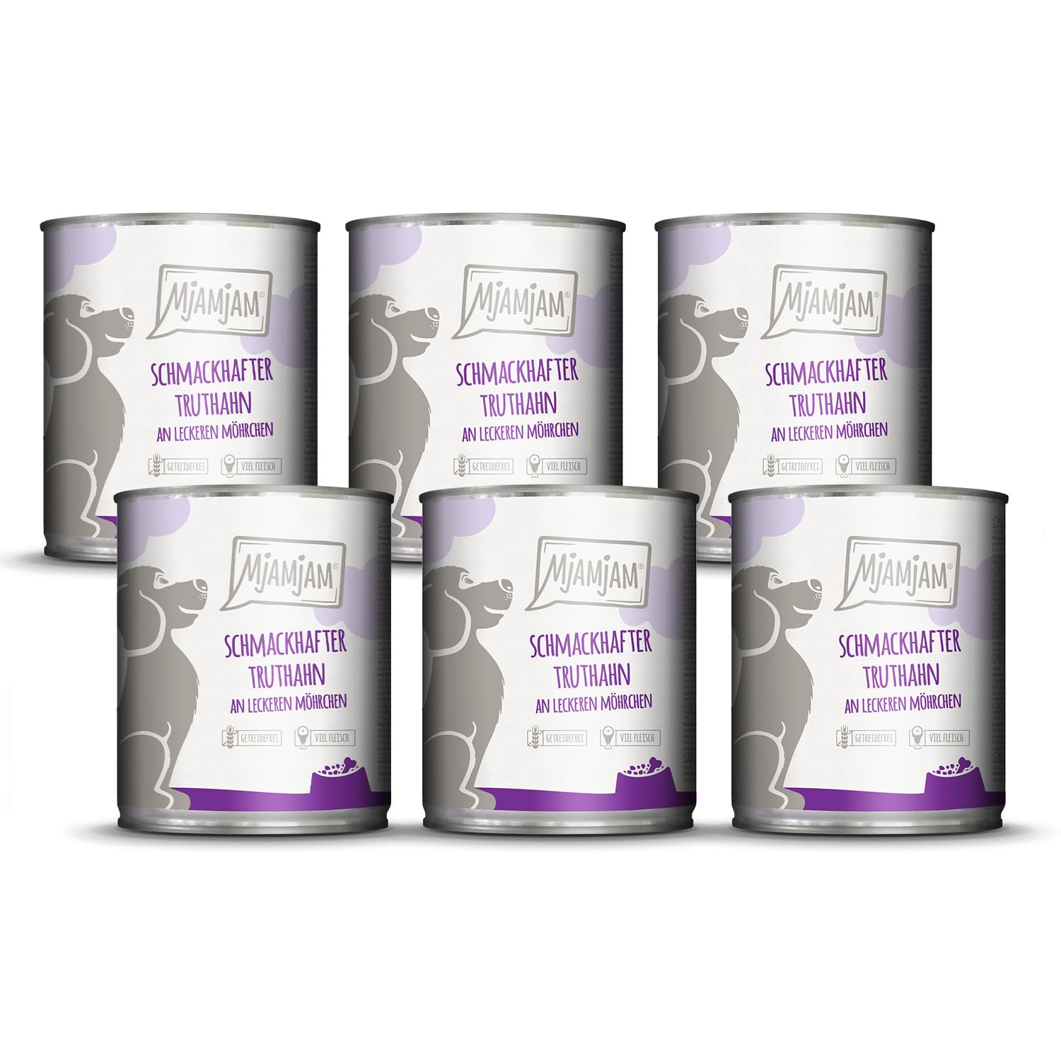 mjamjam-premium-nassfutter-hund-truthahn-m-hrchen-6-x-800g image 1
