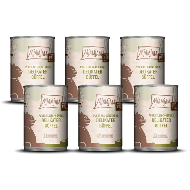 mjamjam-purer-fleischgenuss-premium-nassfutter-f-r-katzen-b-ffel-pur-6-x-400g image 1