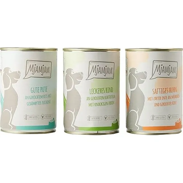 mjamjam-mixpaket-i-premium-hundenassfutter-6-x-400-g-huhn-ente-rind-pute image 1