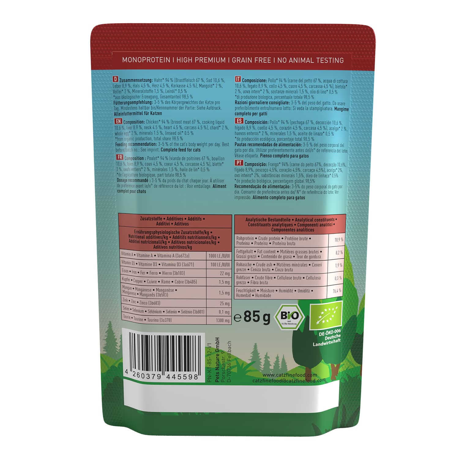 catz-finefood-bio-nassfutter-f-r-katzen-huhn-n-503-12-x-85g image 3