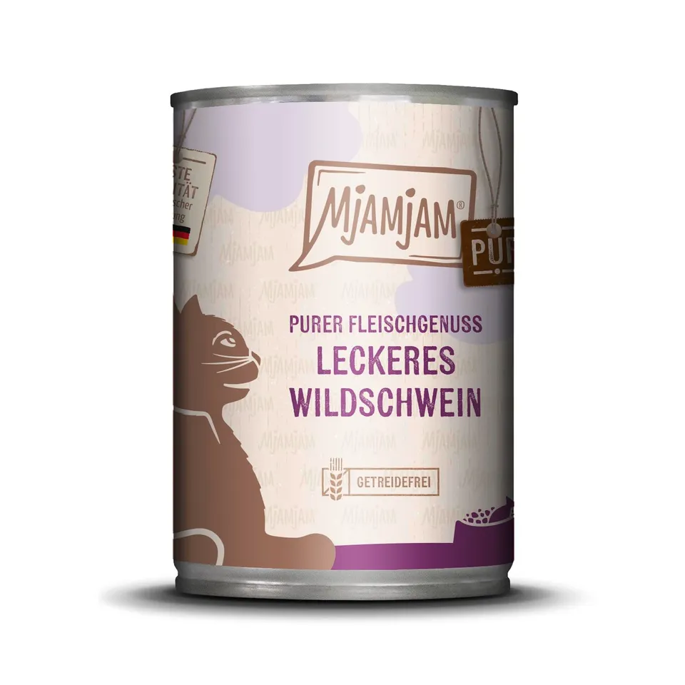 mjamjam-purer-fleischgenuss-nassfutter-f-r-katzen-wildschwein-pur-1-x-400g image 1