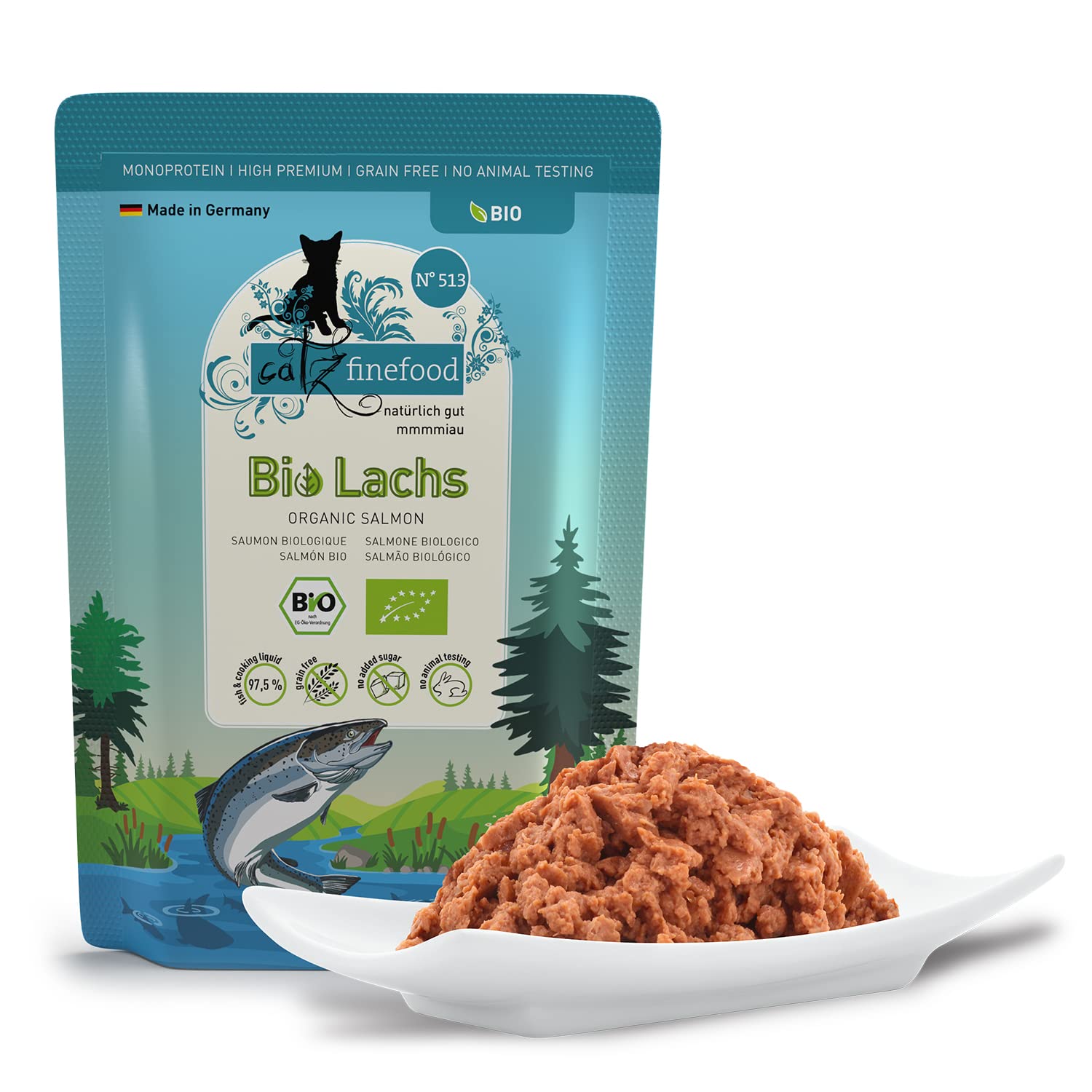 catz-finefood-bio-katzenfutter-lachs-n-513-nassfutter-12-x-85-g image 2
