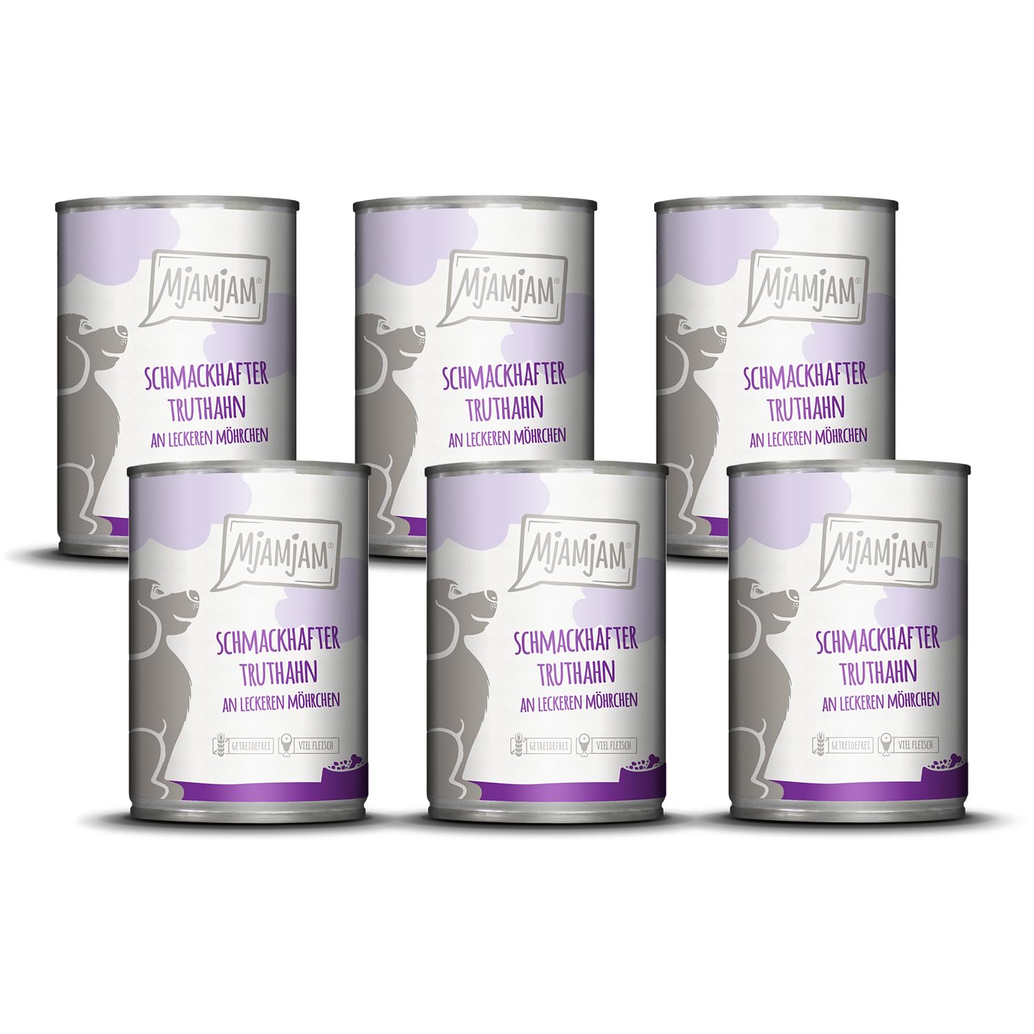 mjamjam-premium-hundenassfutter-truthahn-mit-m-hrchen-getreidefrei-6-x-400g image 1
