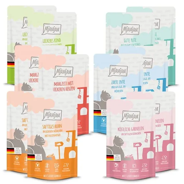 mjamjam-premium-nassfutter-f-r-katzen-probierpaket-getreidefrei-12er-pack-12-x-1 image 1
