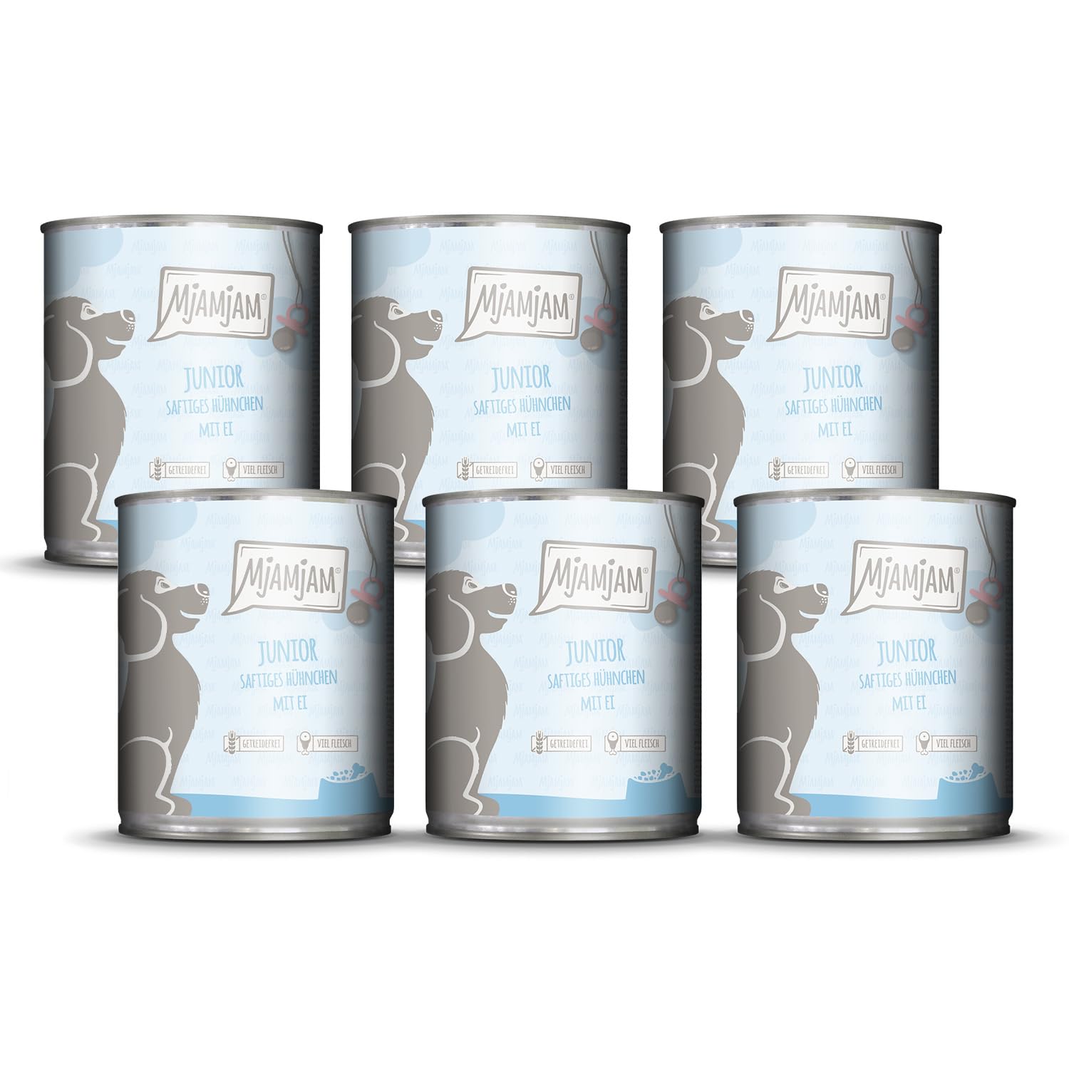mjamjam-junior-hundenassfutter-saftiges-h-hnchen-mit-ei-6-x-800g image 1