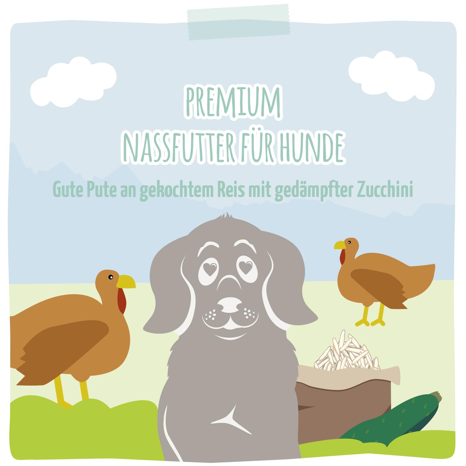 mjamjam-premium-hundenassfutter-gute-pute-mit-reis-zucchini-6-x-200g image 5