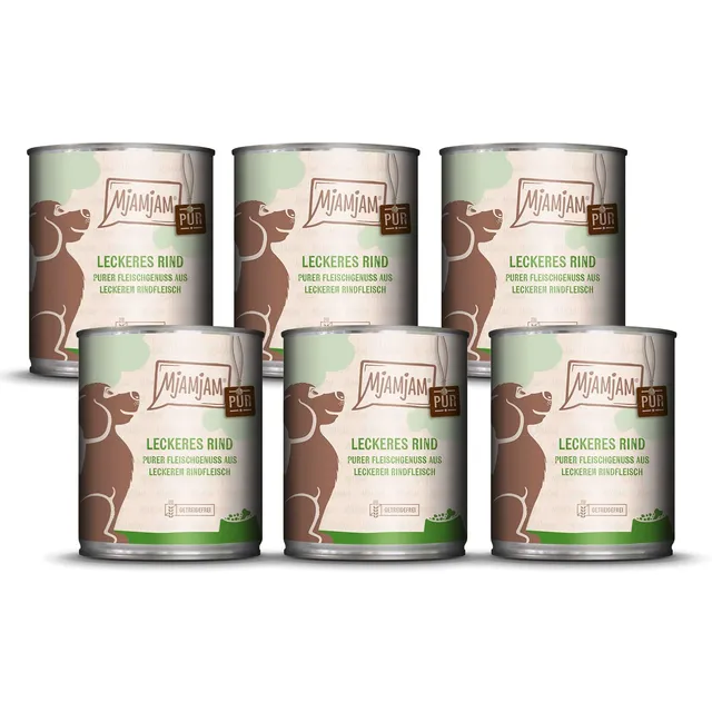mjamjam-purer-fleischgenuss-hundefutter-rind-pur-6x800g image 1