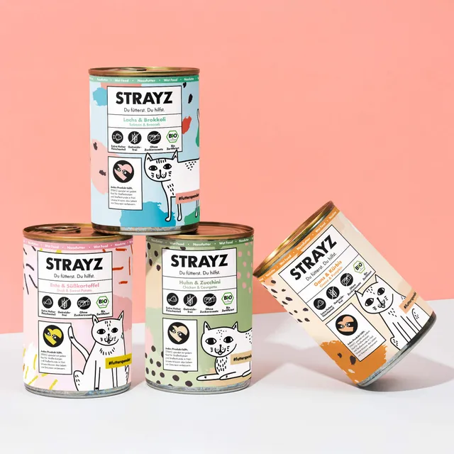 strayz-nassfutter-probierpaket-f-r-katzen-400g-dosen-mix image 1