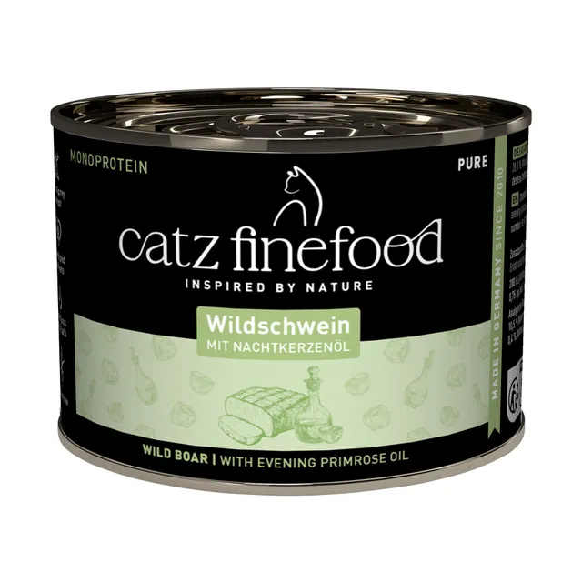 catz-finefood-pure-wildschwein-monoprotein-nassfutter-f-r-katzen-6-x-200-g-dose image 1