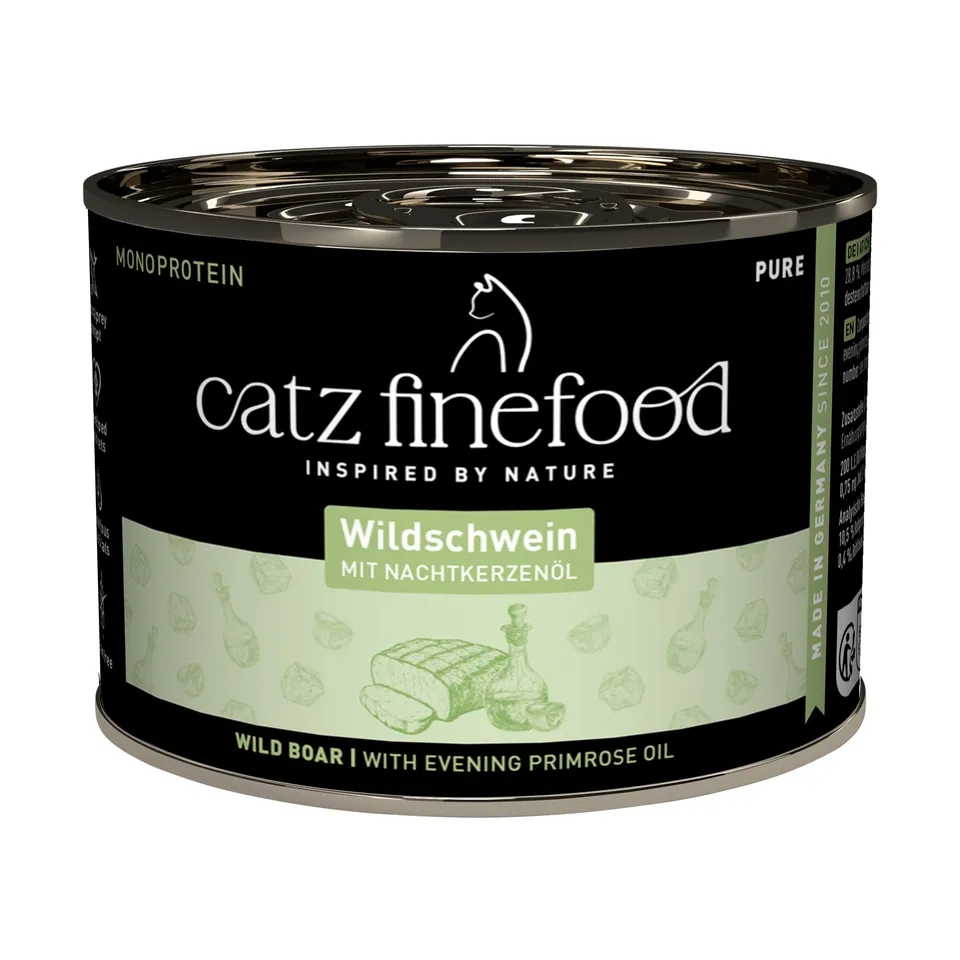 catz-finefood-pure-wildschwein-monoprotein-nassfutter-f-r-katzen-6-x-200-g-dose image 1