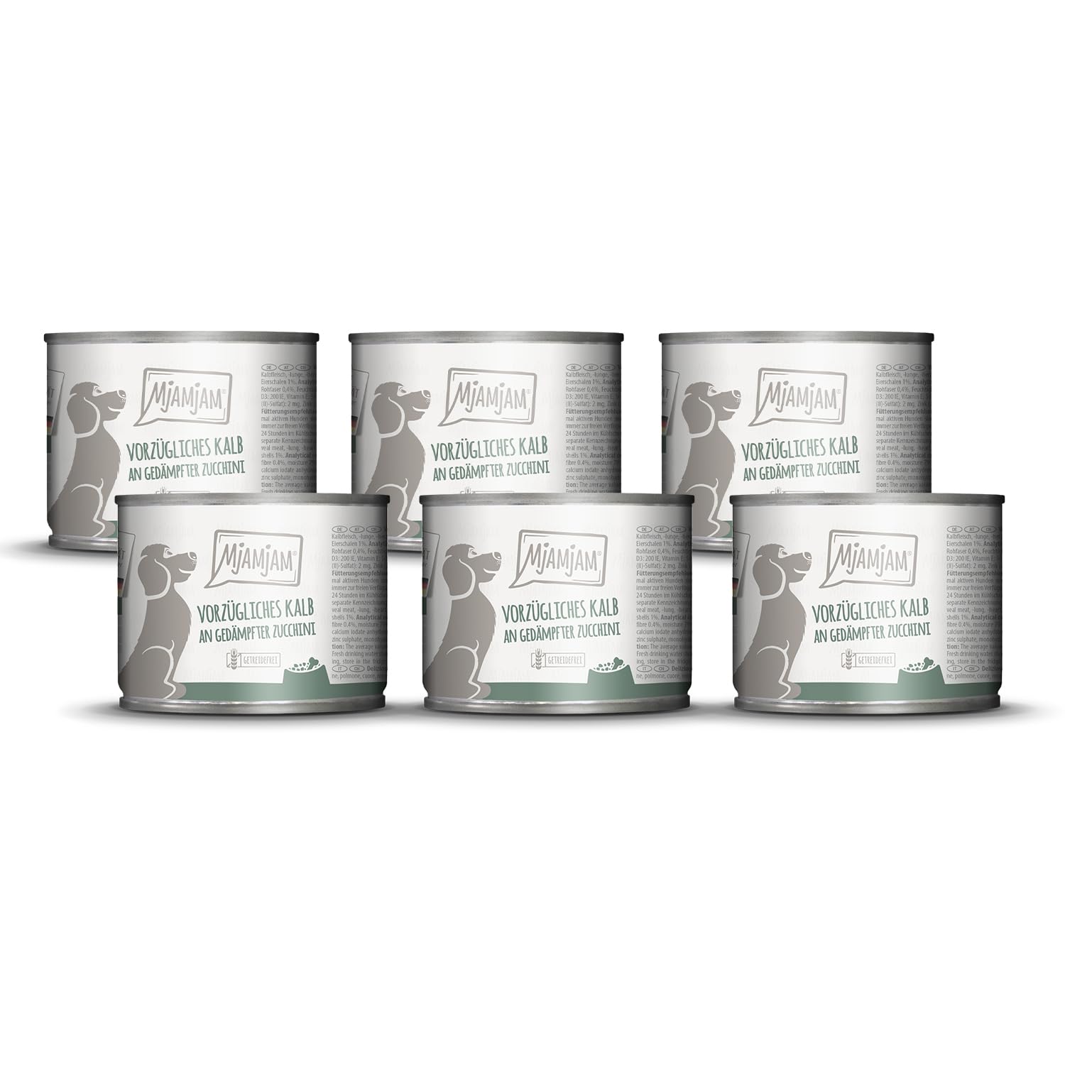 mjamjam-premium-nassfutter-f-r-hunde-kalb-mit-zucchini-6er-pack-6-x-200-g image 1