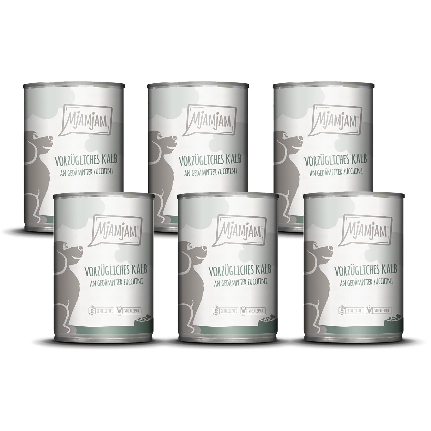 mjamjam-kalb-an-zucchini-premium-hundenassfutter-getreidefrei-6-x-400-g image 1