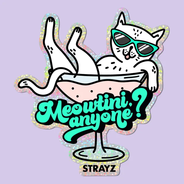 strayz-katzen-sticker-meowtini-glitzer-sticker image 1