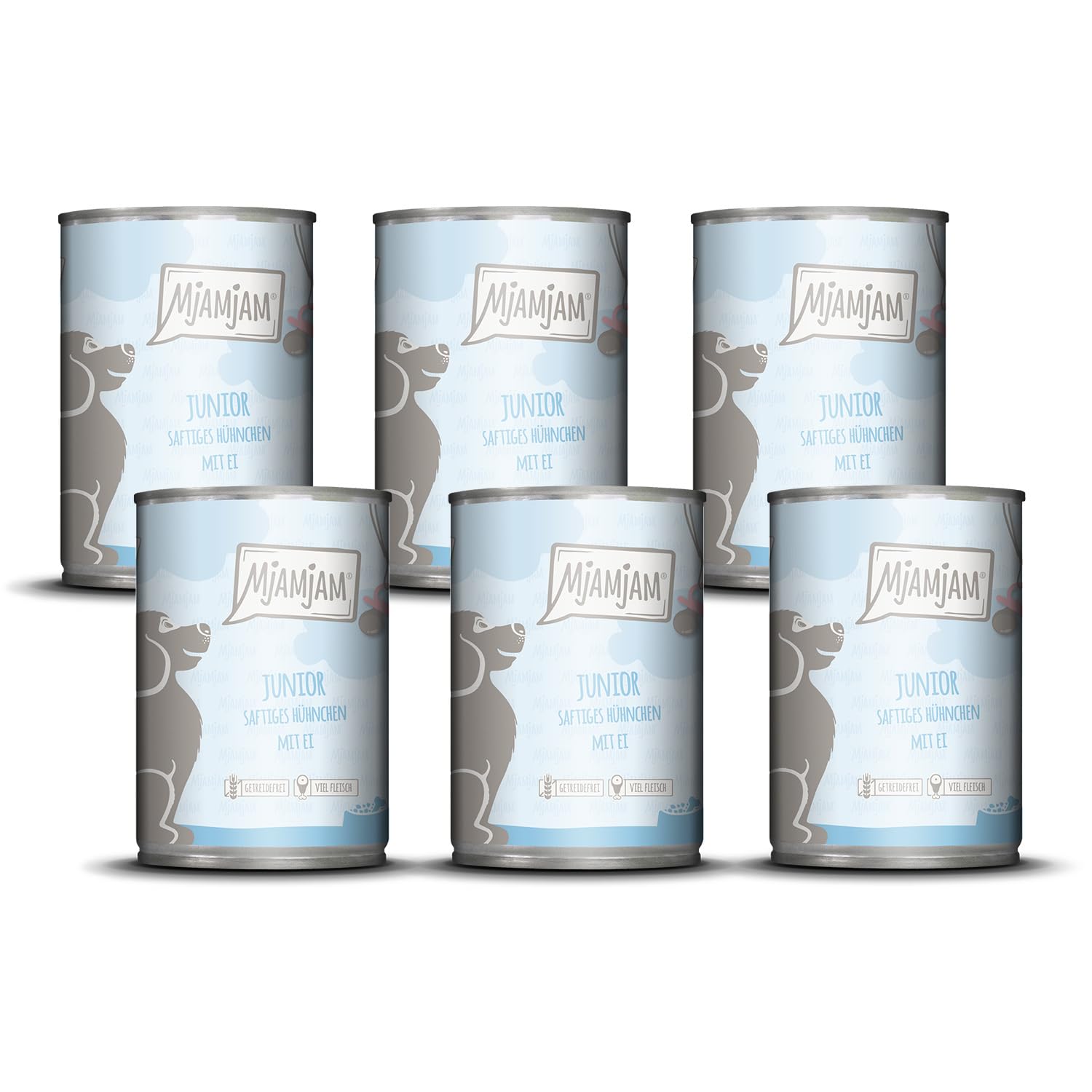 mjamjam-premium-junior-hundenassfutter-h-hnchen-mit-ei-6-x-400-g image 1