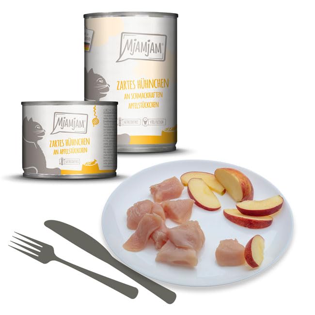 mjamjam-premium-nassfutter-katze-zartes-h-hnchen-mit-apfel-6x100g image 2