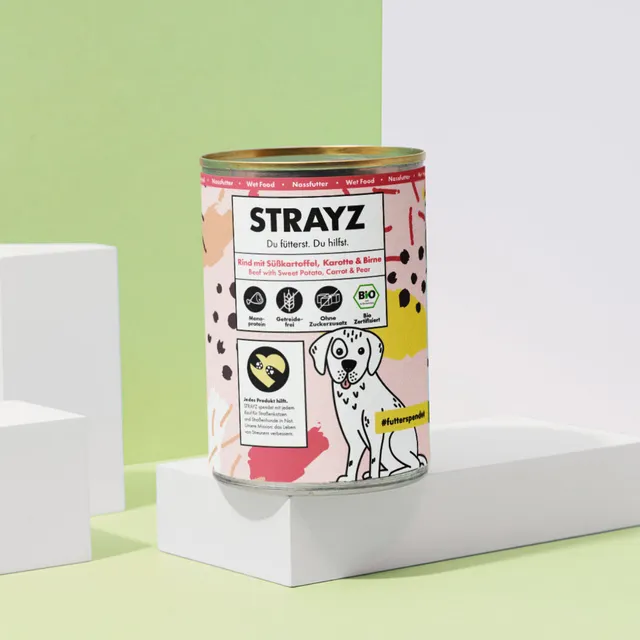 strayz-bio-nassfutter-hund-rind-mit-s-kartoffel-karotte-birne image 1