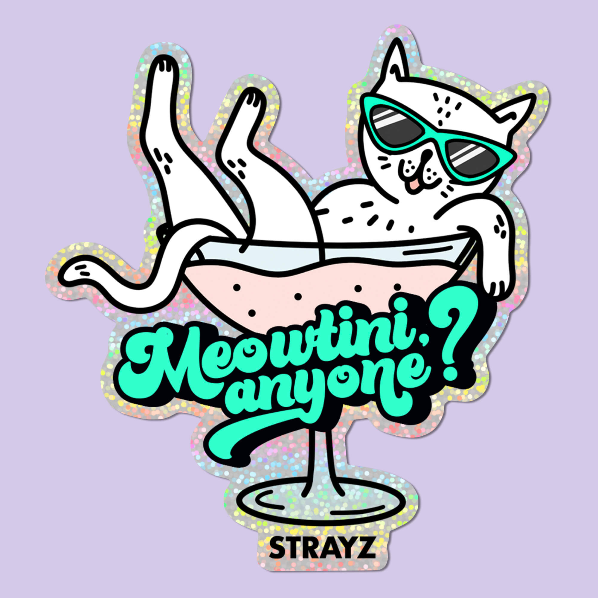 strayz-katzen-sticker-meowtini-glitzer-sticker image 1