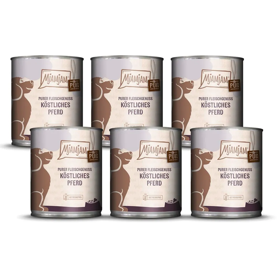 mjamjam-purer-fleischgenuss-pferd-pur-hundenassfutter-getreidefrei-6-x-800g image 1
