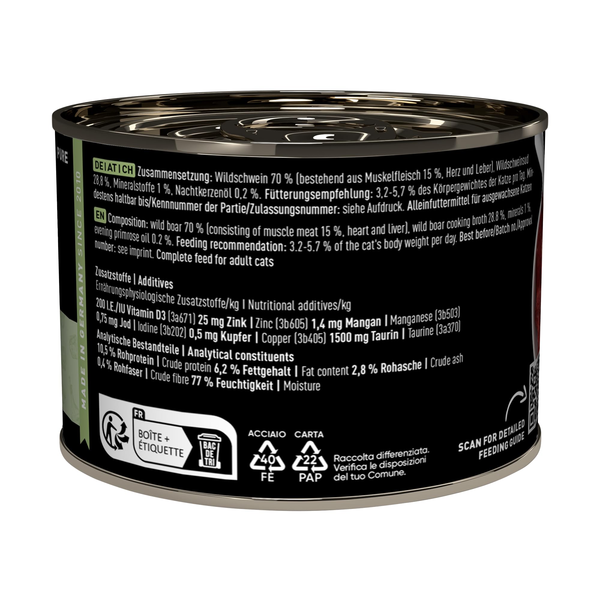 catz-finefood-pure-wildschwein-monoprotein-nassfutter-f-r-katzen-6-x-200-g-dose image 3