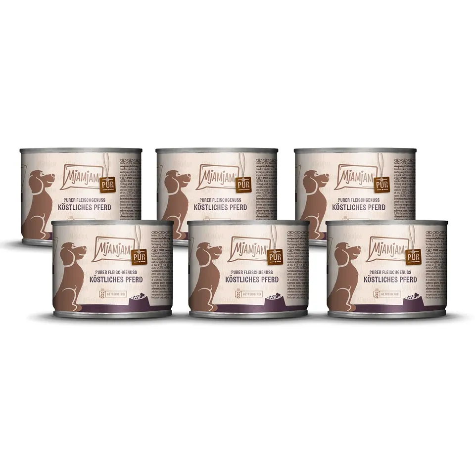 mjamjam-premium-hundenassfutter-pferd-pur-6-x-200-g-getreidefrei image 1