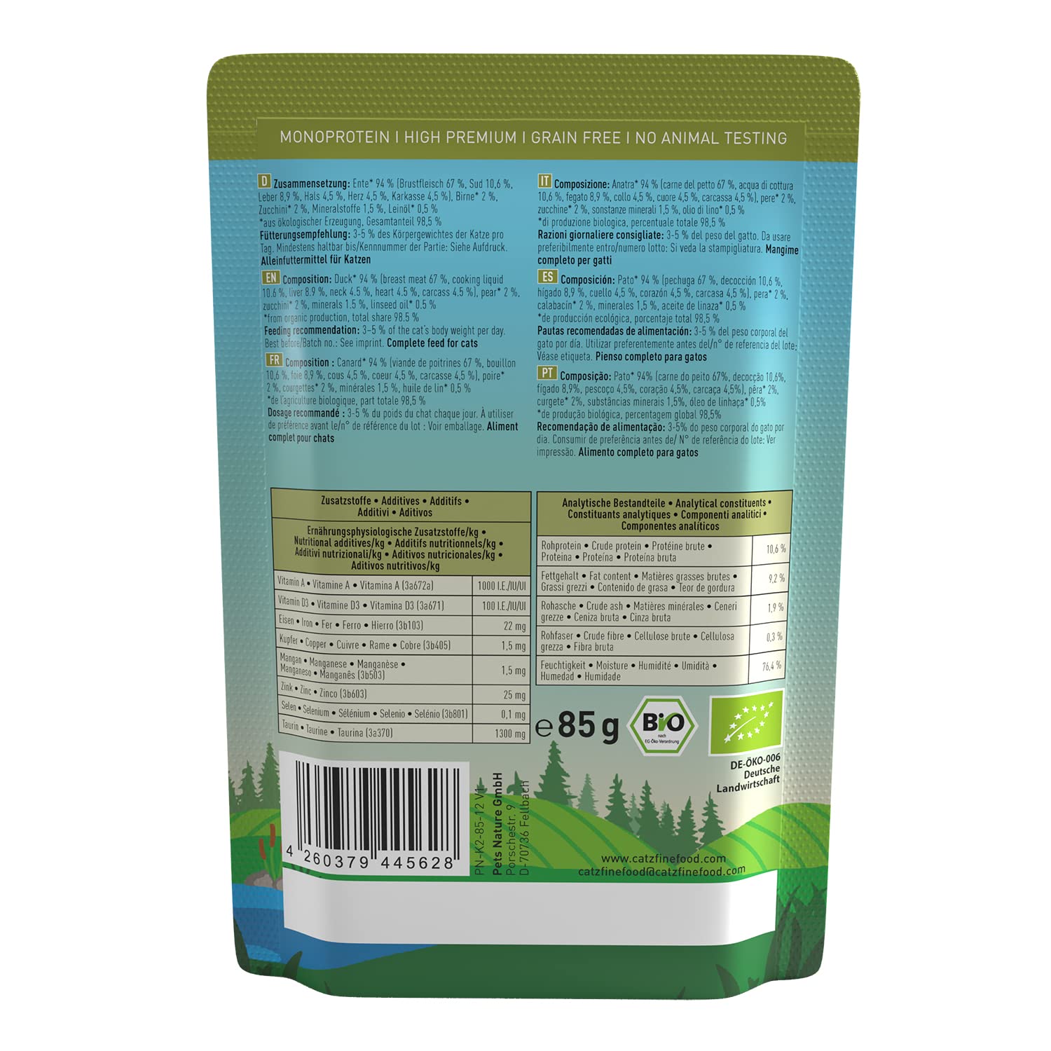 catz-finefood-bio-n-505-premium-nassfutter-f-r-katzen-ente-12-x-85-g-1-02-kg-get image 3