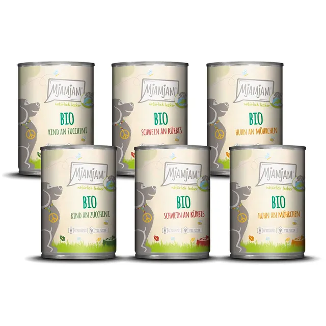 mjamjam-nat-rlich-lecker-bio-box-premium-nassfutter-f-r-hunde-6-x-400g image 1