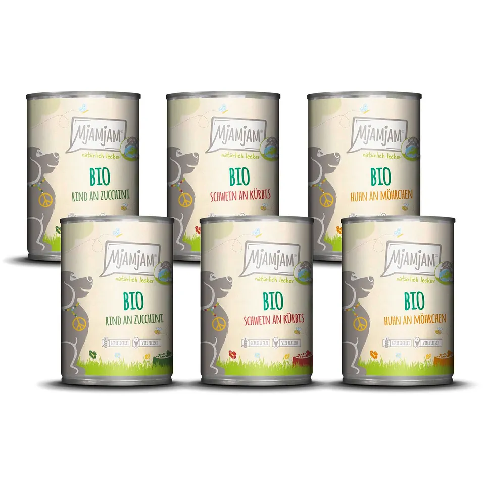 mjamjam-nat-rlich-lecker-bio-box-premium-nassfutter-f-r-hunde-6-x-400g image 1