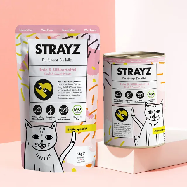 strayz-bio-katzen-nassfutter-ente-s-kartoffel-pat image 1